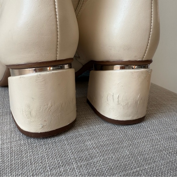 Franco Sarto Womens Marquee Leather Square Toe Ankle Bootie Sz 8.5 Ivory‎ White - Picture 7 of 11